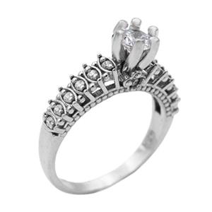 حلقه تک نگین نقره زنانه طرح گلسا