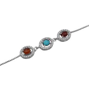 دستبند چند سنگ نقره زنانه طرح بهنوش