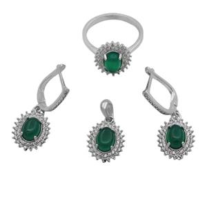 نیم ست عقیق سبز نقره زنانه طرح مرسانا