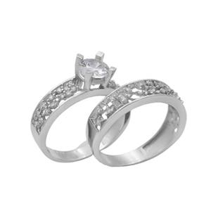 حلقه و پشت حلقه نقره زنانه طرح فرزانه