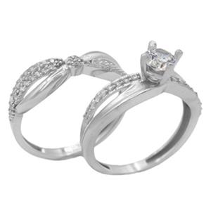 حلقه و پشت حلقه نقره زنانه طرح کیسی