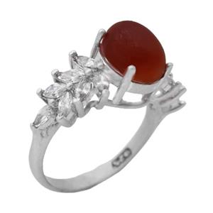 انگشتر عقیق سرخ نقره زنانه طرح پرستو