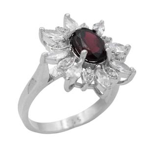 انگشتر گارنت الماس تراش نقره زنانه طرح کوثر