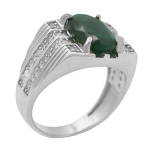 انگشتر زمرد الماس تراش نقره مردانه طرح یاسان