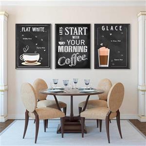 تابلو دکوراتیو هپی لند مدل آشپزخانه قهوه مجموعه سه عددی 14000508