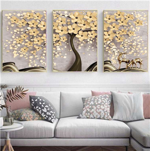 تابلو هپی لند طرح شکوفه های طلایی کد 2587