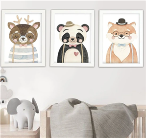 تابلو کودک هپی لند طرح گوزن و خرس ابرنگی