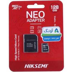 کارت حافظه microSDHC هایکسمی مدل HS-TF-C1 کلاس 10 ظرفیت 128 گیگابایت به همراه آدابتور