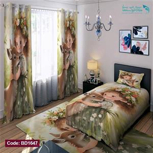 ست کامل ژورنالی روتختی چاپی دخترانه گل و آهو کد bd1647 (پس کرایه)