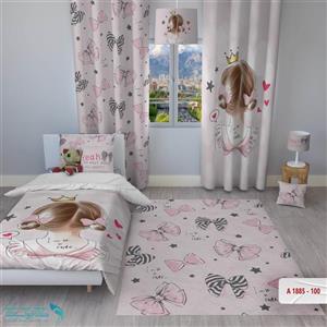 روتختی اتاق کودک طرح دختر پاپیون صورتی سایز یکنفره کد A1885