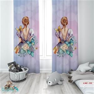 پرده اتاق کودک طرح دخترک کیوت کد A3087
