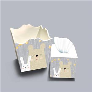 ست سطل و جا دستمال چوبی کودک طرح خرگوش کد A2760