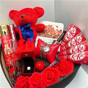 باکس قلبی زنانه ولنتاین بزرگ و لوکس ست ساعت جواهری نگین دار کد kad01