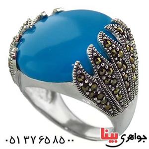انگشتر فیروزه  و حدید مارکازیت درجه یک درشت زنانه ۱۳۱۲۰