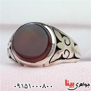 انگشتر عقیق یمنی سرخ دست ساز پشت بسته خوشرنگ مردانه ۳۲۸۴۵