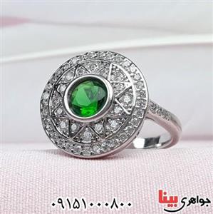 انگشتر زمرد رودیوم زمرد صنعتی بسیار خوشرنگ زنانه ۳۲۸۶۹