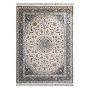 فرش ماشینی 1500 شانه مشهد زمینه موشی حاشیه شکلاتی کد 814003