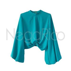 بلوز زنانه مجلسی آستین پفی طرح گرهی