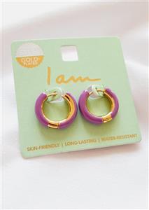 گوشواره استیل حلقه ای با روکش طلا مدل4 بنفش