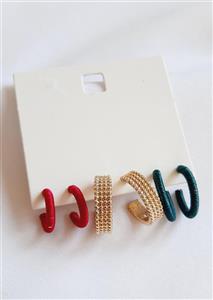 گوشواره نیم حلقه چند جفتی مدل7 چند رنگ