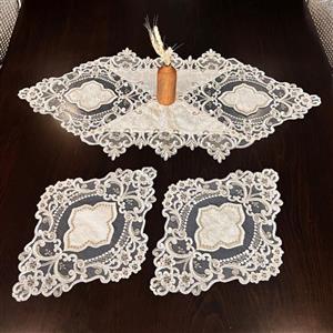 ست رومیزی 3 تکه صفاهوم مدل ستاره مخمل گیپور