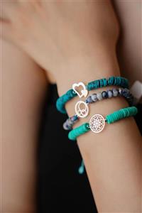 دستبند مینمیمال زنانه طلا و بافت کد at05 