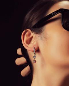 گوشواره زنانه مروارید یاسی کد at037