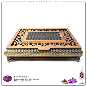 جعبه پذیرایی پایه دار MDF و پروفیل طرح خاتم مدل شیراز کد 51
