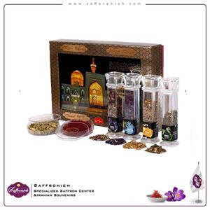 پک هدیه مهر حاوی زعفران و هل و دمنوش کد 100