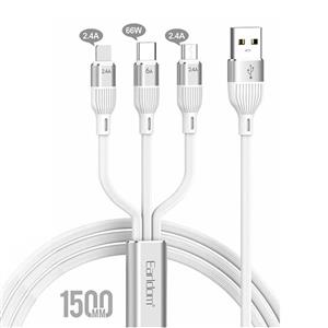 کابل 3 سر فست شارژ Earldom EC-IMC026 2.4A PD 66W 1.5m