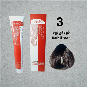 رنگ مو قهوه ای تیره طبیعی شماره 3 مدیا  100میلی لیتر