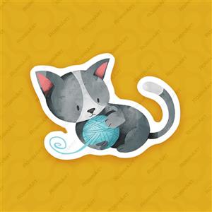 استیکر طرح گربه بامزه4 