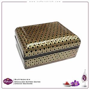 جعبه خاتم کاری کوچک مدل سیاه قلم کد 1021