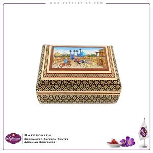 جعبه خاتم مستطیل طرح چوگان مدل عالی قاپو کد 1024