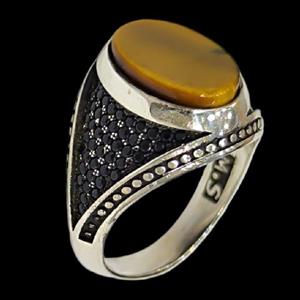 انگشتر نقره مردانه مدل سنگ عقیق رکاب اسپرت کد 6500