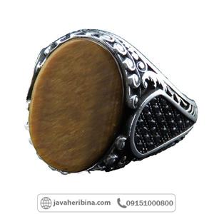 انگشتر چشم ببر نقره با رکاب مارکازیت مردانه ۳۴۲۰۸ 