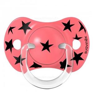 پستانک تکی بادامی 18 ماه به بالا طرح ستاره صورتی سواوینکس Suavinex  (بدون جعبه)