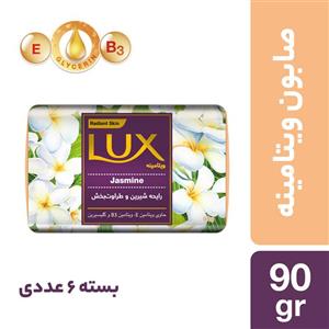 صابون ویتامینه لوکس با رایحه‌ شیرین و طراوت‌ بخش وزن 90 گرم بسته 6 عددی