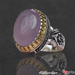 انگشتر عقیق سوسنی خطی با حکاکی عین علی و 14 معصوم مردانه ۳۰۸۲۳