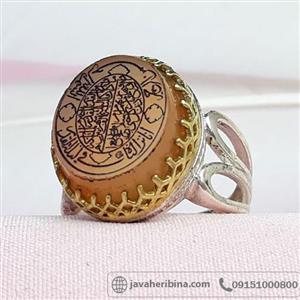انگشتر عقیق یمنی تاج برنجی خطی