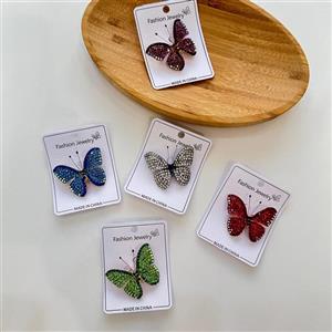 گل سینه پروانه رنگی نگینی زنانه کد 803410