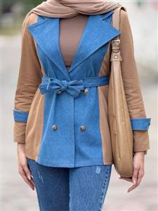 مانتو یقه انگلیسی ترکیبی کد 18223