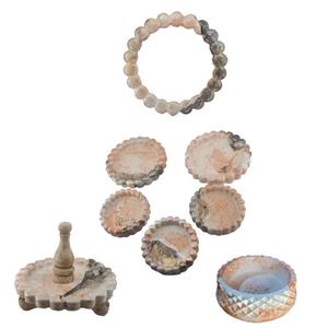 مجموعه ظروف هفت سین 8 پارچه مدل   ماربل پتینه طرح  مروارید کد 62510