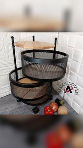 سبد سیب زمینی و پیاز عروس نوین مدل 2 طبقه چرخ دار