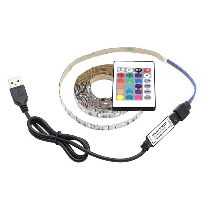 قیمت و خرید ریسه 1 متری LED RGB به همراه درایور USB و ریموت کنترل