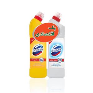 پک سفیدکننده غلیظ سطوح دامستوس مدل اسنو وایت حجم 750 میلی لیتر به همراه سفیدکننده غلیظ سطوح دامستوس مدل لمون فرش حجم 750 میلی لیتر