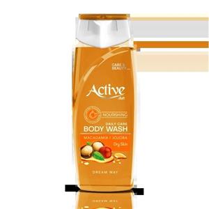 شامپو بدن اکتیو مدل ماکادمیا با عصاره جوجوبا مناسب برای پوست های خشک  حجم 400 میلی لیتر
