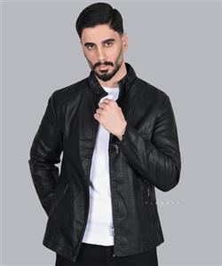 کت چرم مردانه مشکی 6328