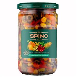مزه ترشی یونانی با سس مخصوص اسپینو (670گرم)