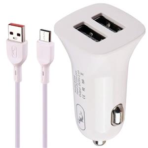 شارژر فندکی فست شارژ Sky Dolphin SZ08 2.4A 12W + کابل تایپ سی